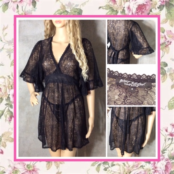 🎀BLACK SHEER LACE BELL SLEEVE MINI DRESS BOHO LUV - Picture 4 of 8